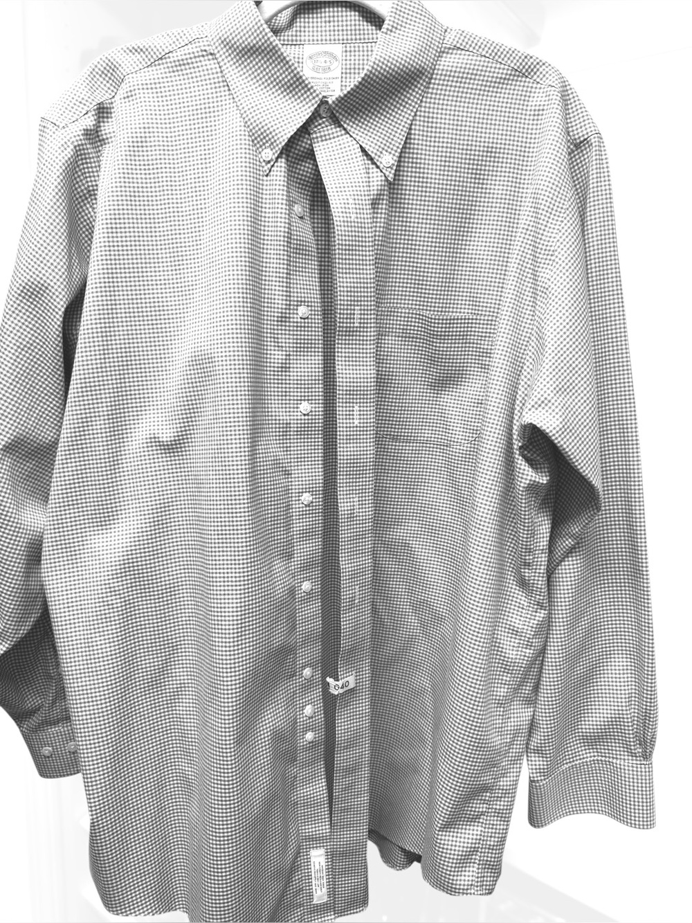 Brooks Brothers Non-Iron Traditional Fit Dress Shirt – 17.5 34/35 – Tan Gingham